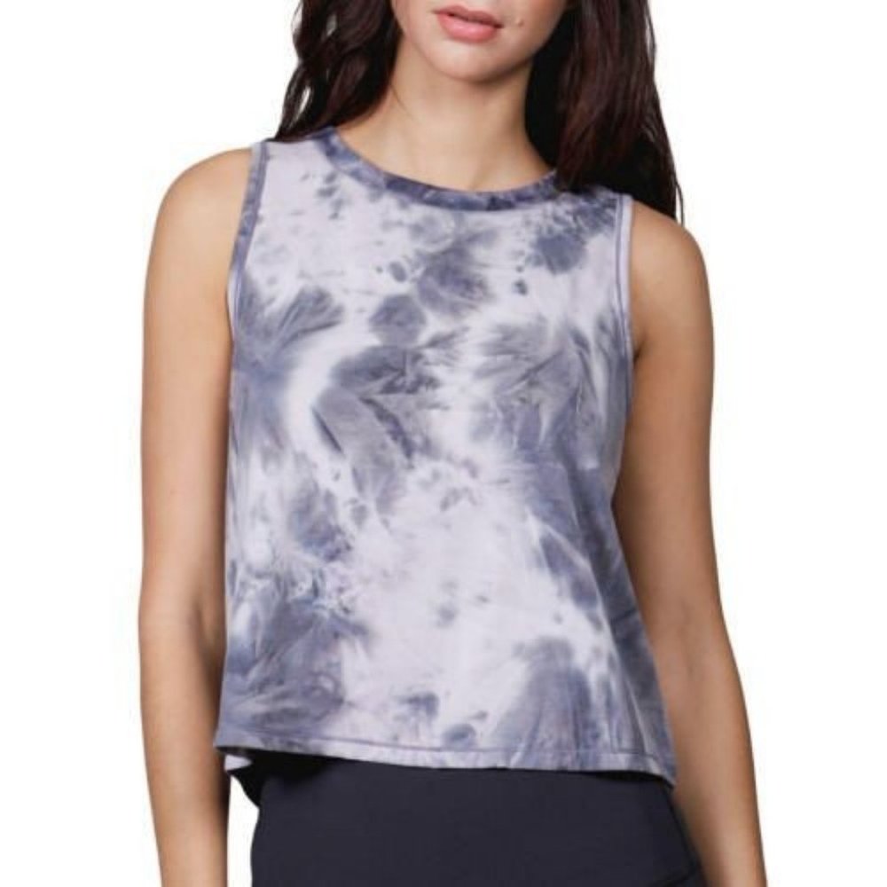 90 Degree by Reflex Women's Mellow Pink Tie Dye Sleeveless Crop Tank Top Size XL